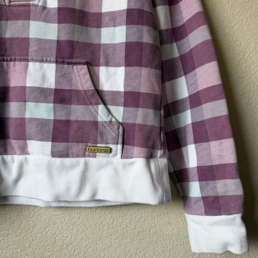 Burton Purple and White/ Currant Checkered Fleece Hoodie sz Small - Picture 2 of 9